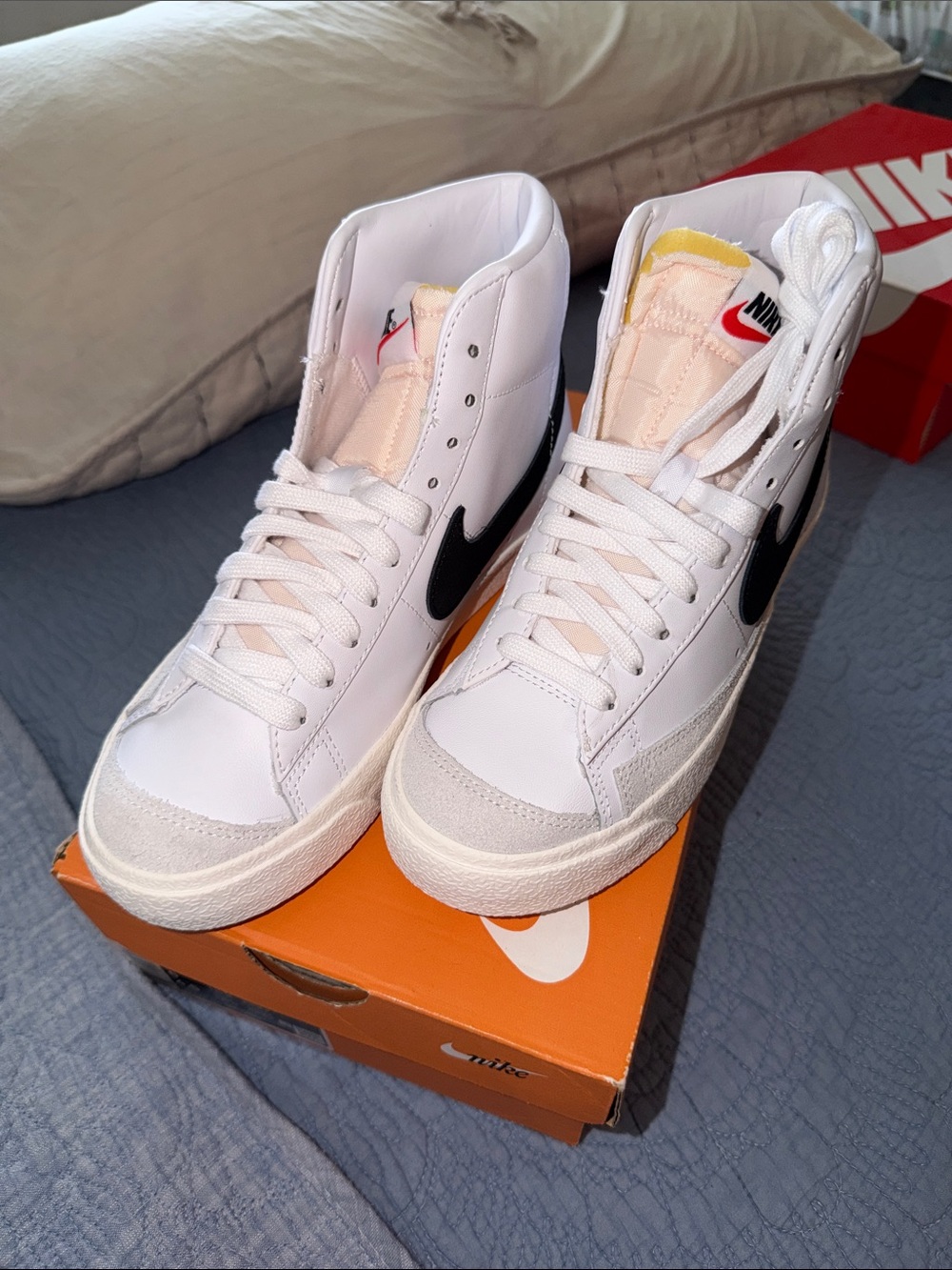 Nike Blazer Mid High White with Black Swoosh
